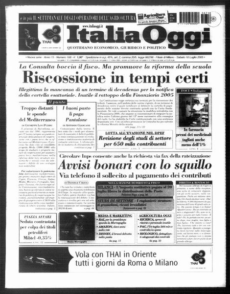 Italia oggi : quotidiano di economia finanza e politica